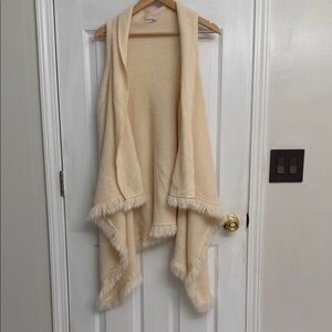 Southern Stitch Cream Knit Fringe Vest Cardigan